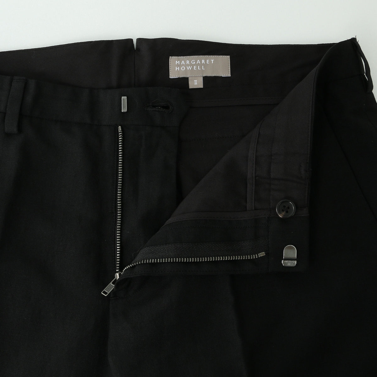 WOOL LINEN POPLIN TROUSERS