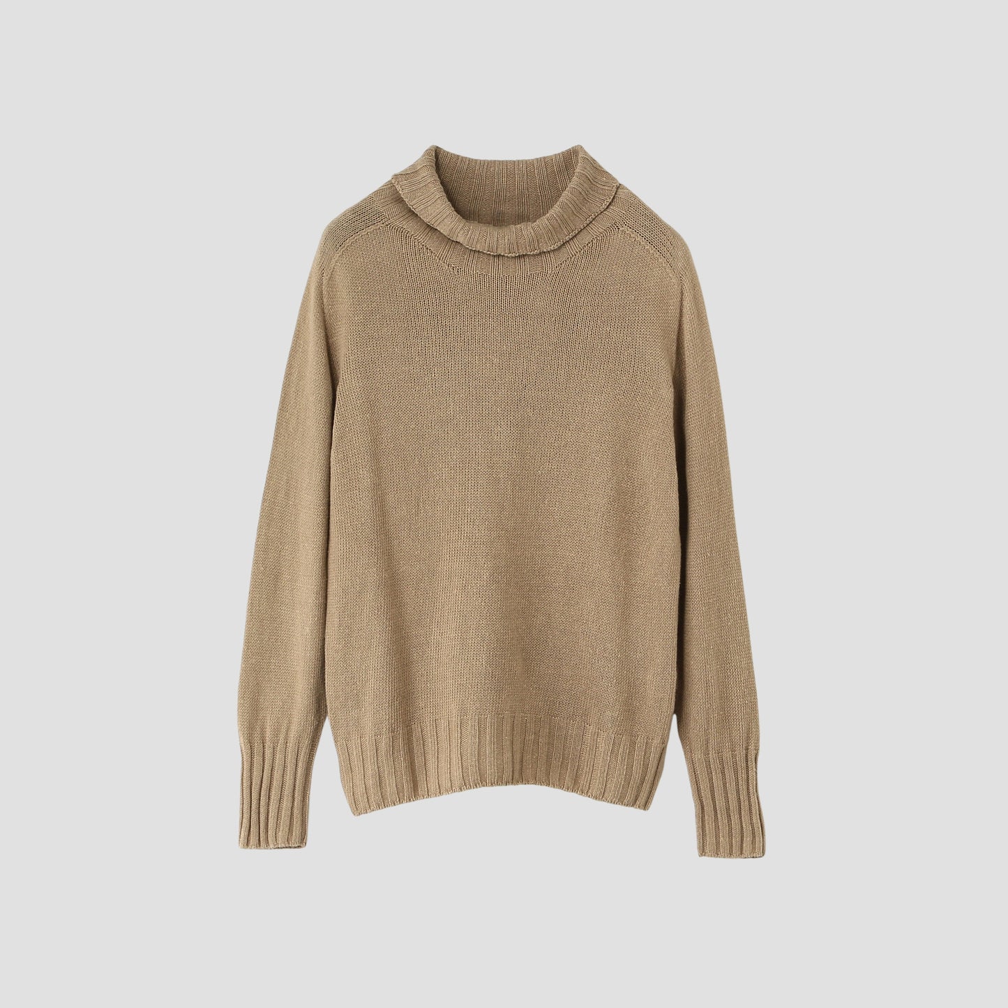 LINEN COTTON WIDE ROLL NECK KNIT