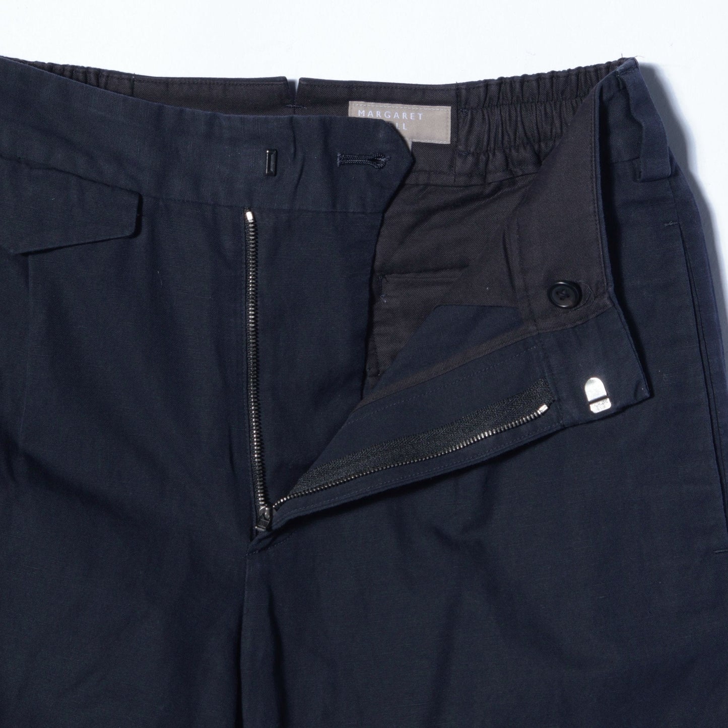 COTTON LINEN PLAIN WEAVE TROUSERS