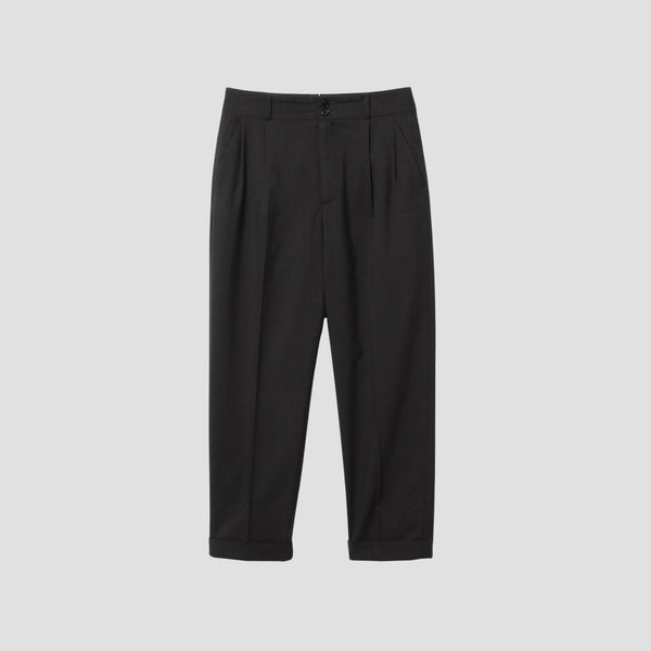 FINE CHECK WOOL TROUSERS