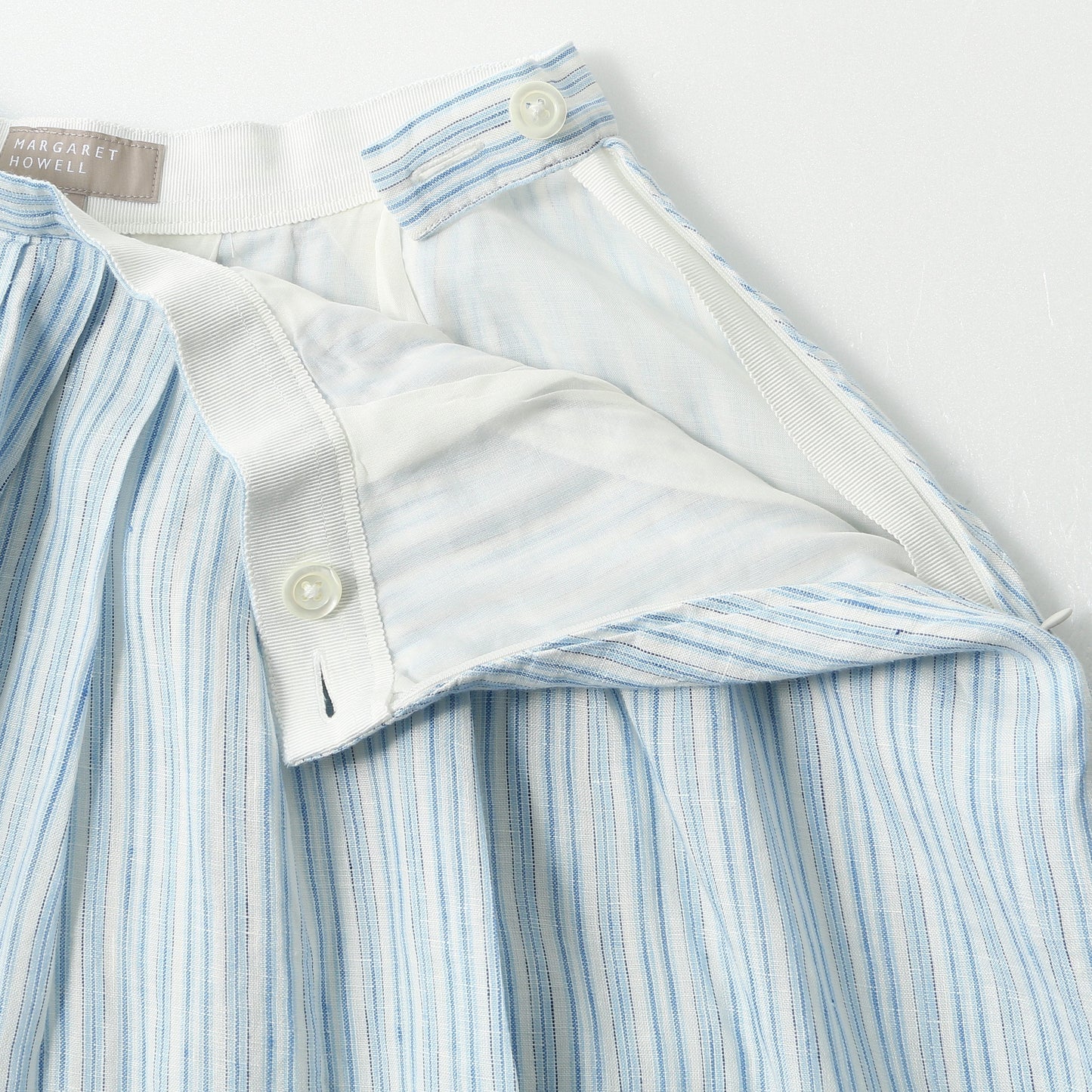 BLUE STRIPE LINEN SKIRT