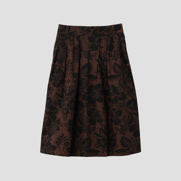 DAMASK COTTON LINEN TWILL SKIRT