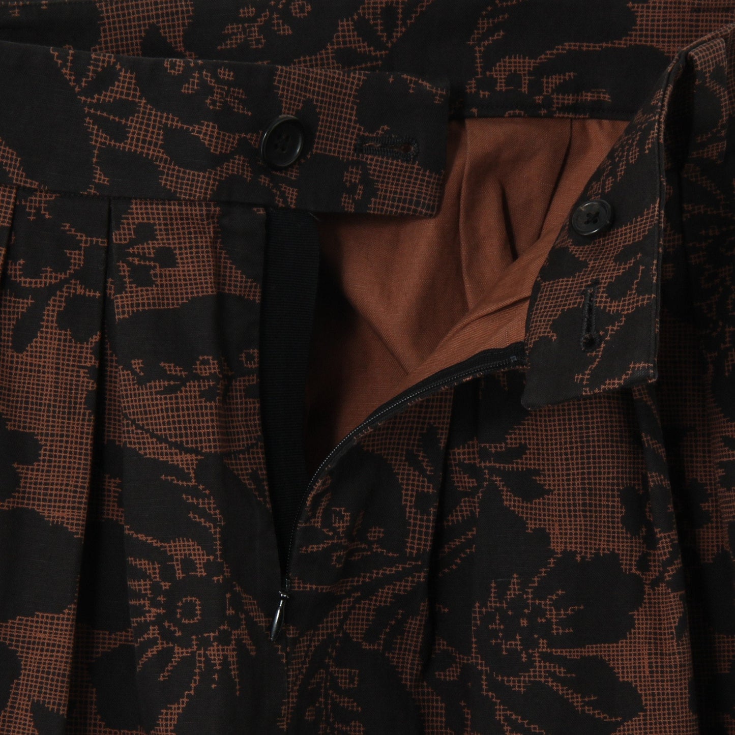 DAMASK COTTON LINEN TWILL SKIRT