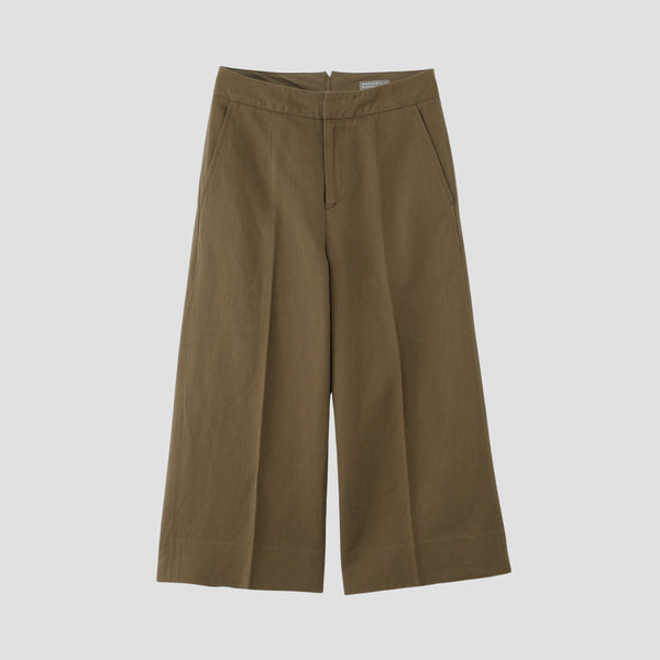 LINEN COTTON TWILL TROUSERS