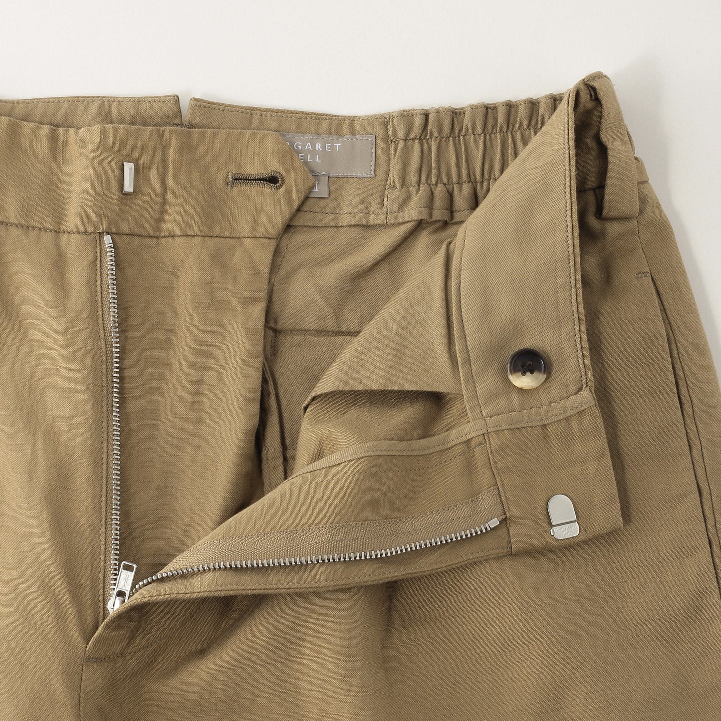 COTTON LINEN PLAIN WEAVE TROUSERS