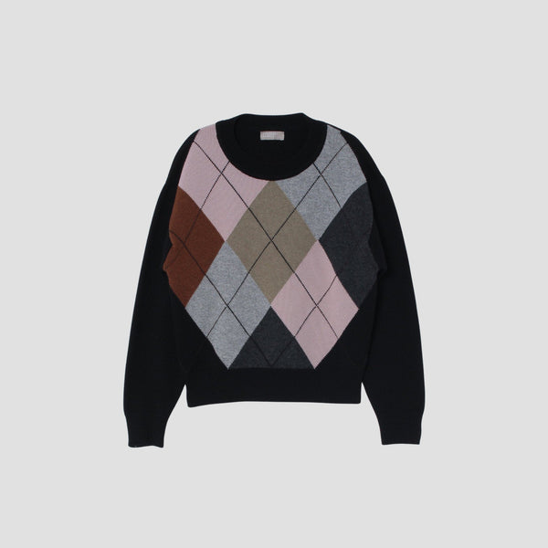 MERINO CASHMERE ARGYLE KNIT