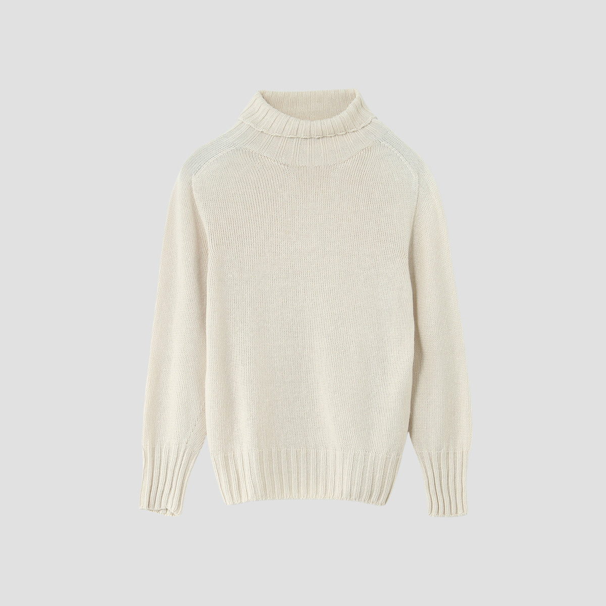 LINEN COTTON WIDE ROLL NECK KNIT