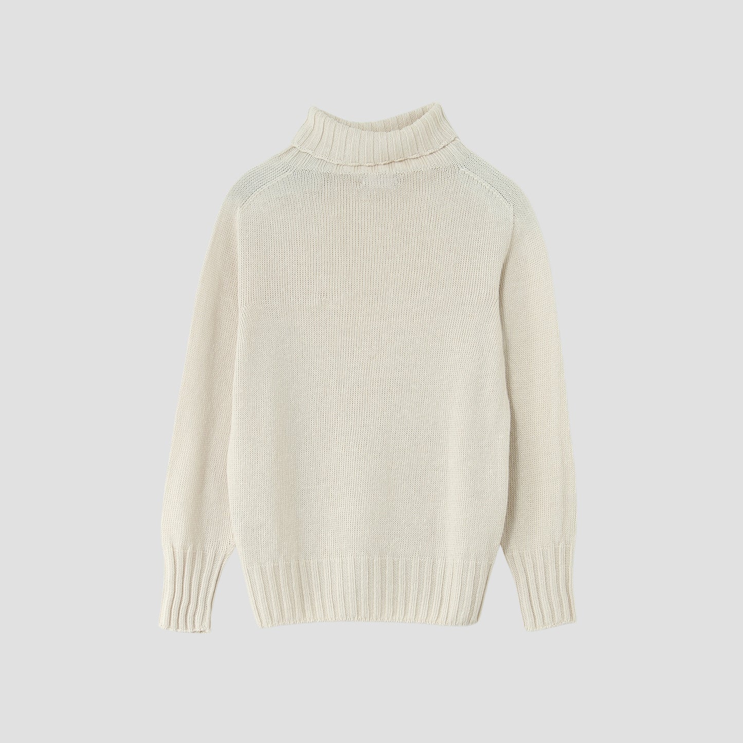 LINEN COTTON WIDE ROLL NECK KNIT
