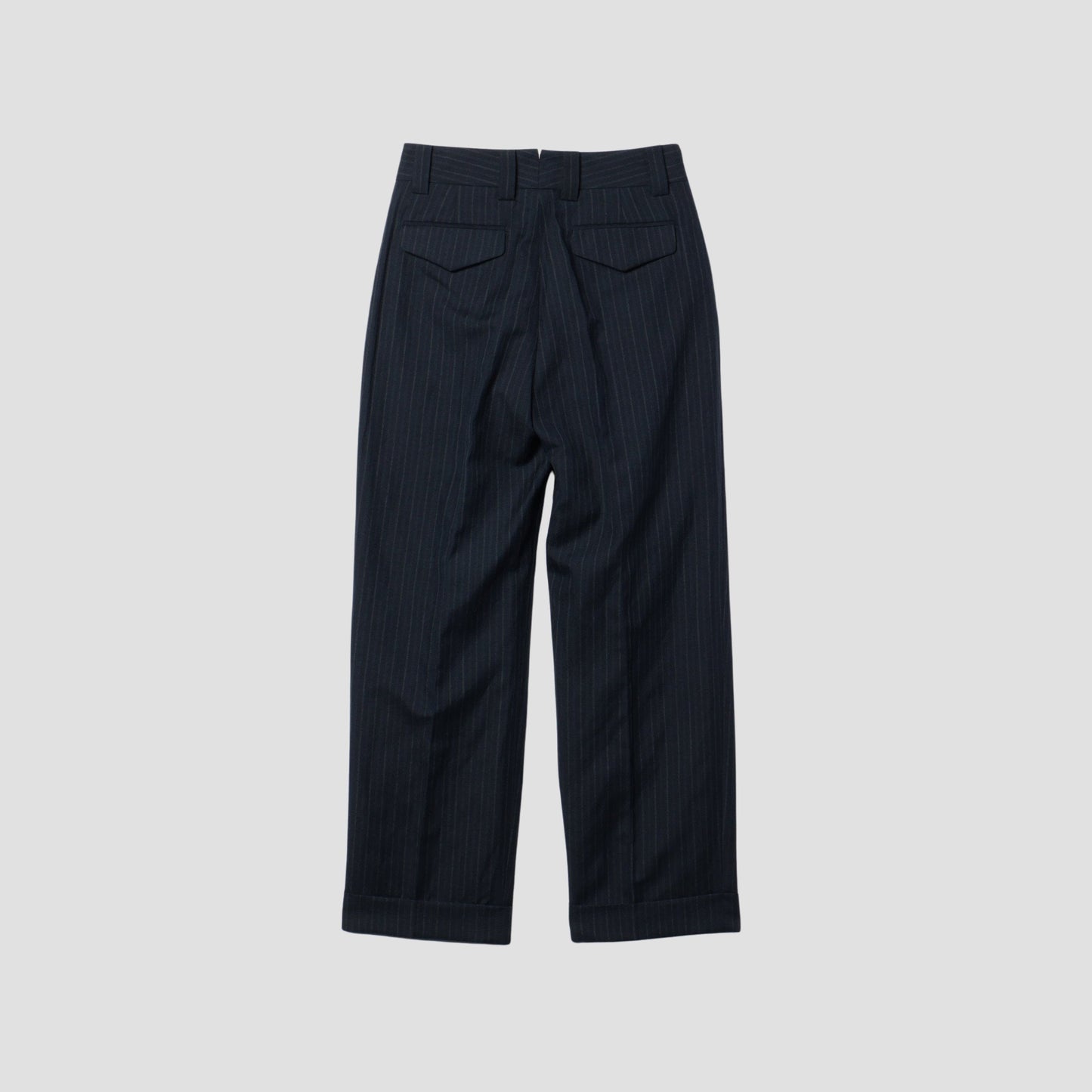 CHALK STRIPE LINEN WOOL TROUSERS