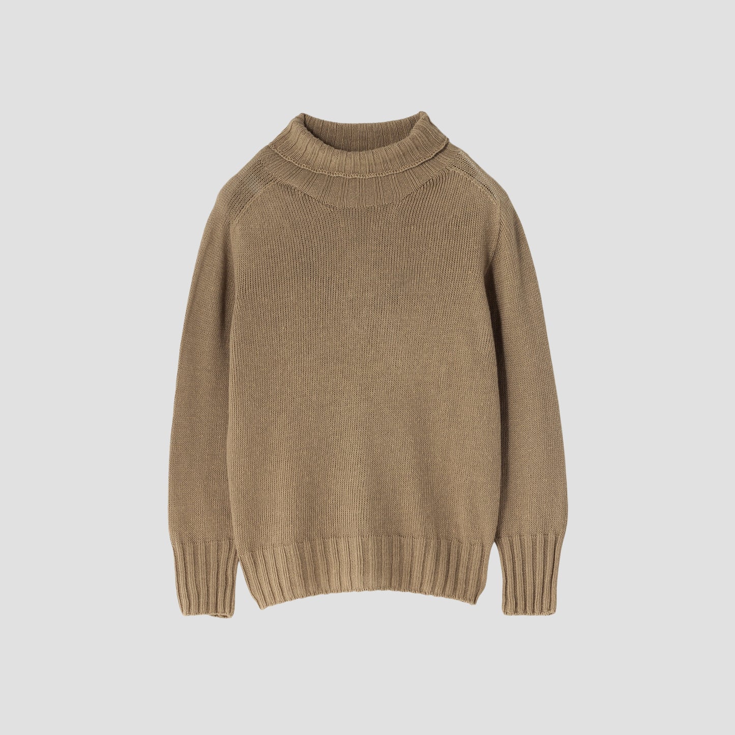 LINEN COTTON WIDE ROLL NECK KNIT