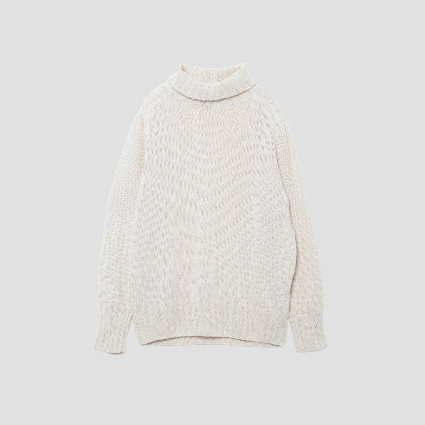LINEN COTTON WIDE ROLL NECK KNIT