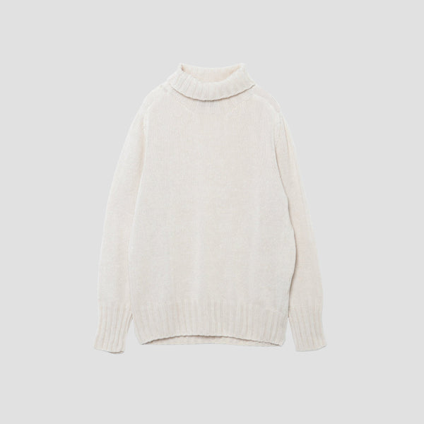 LINEN COTTON WIDE ROLL NECK KNIT