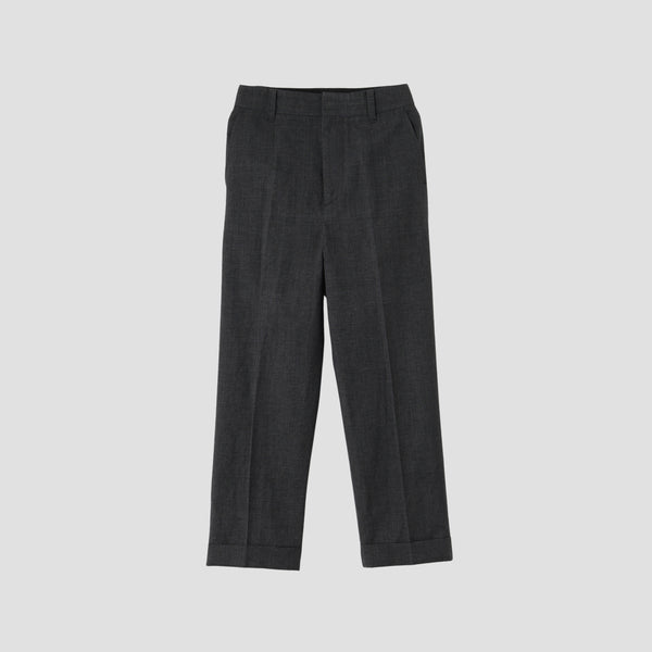 PRINCE OF WALES CHECK WOOL LINEN TROUSERS