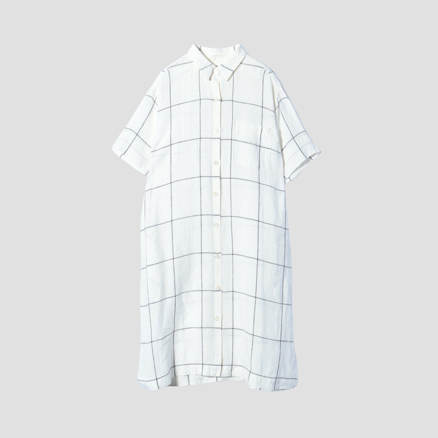 LARGE WINDOWPANE LINEN DRESS