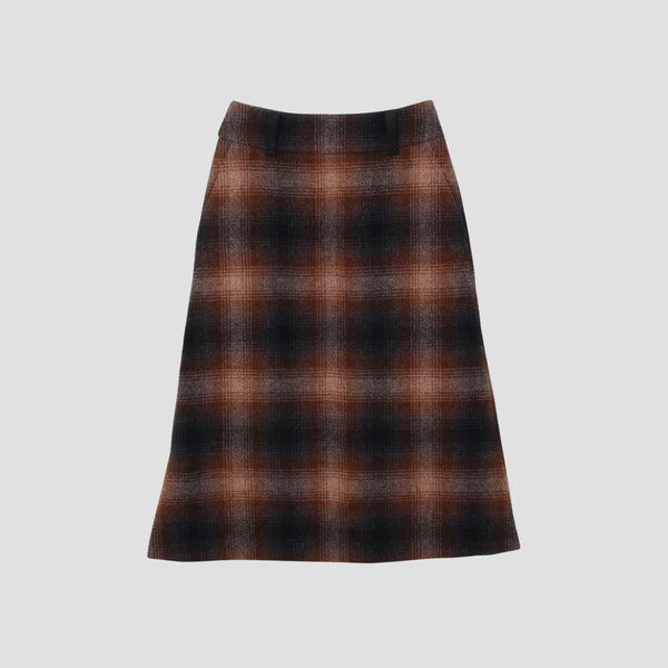 SHADOW CHECK WOOL SKIRT