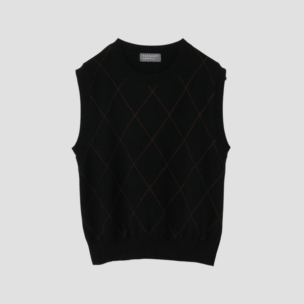 FINE WOOL GRAPHIC ARGYLE KNIT