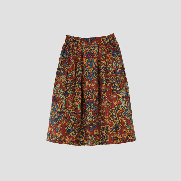 PAISLEY COTTON LINEN TWILL SKIRT