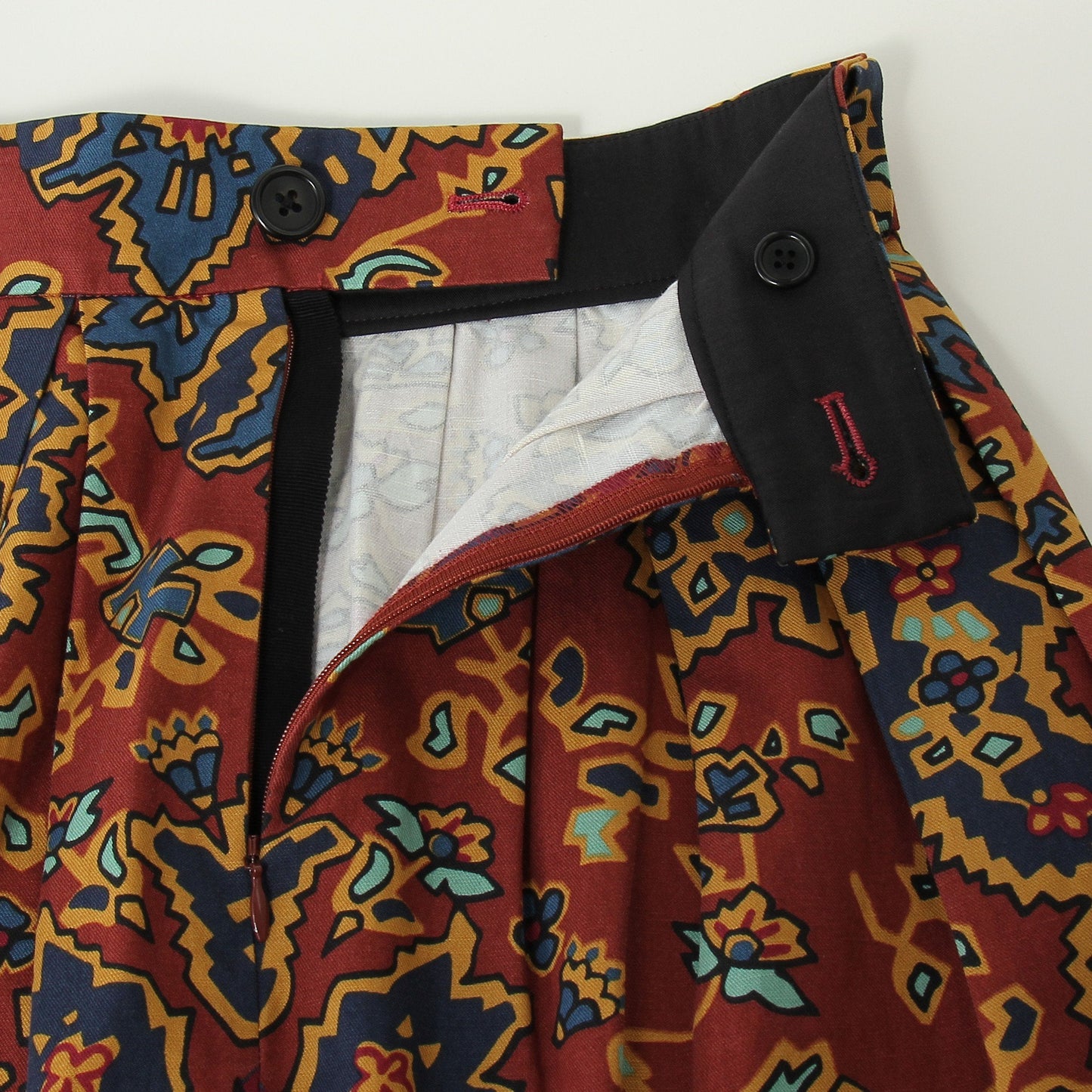 PAISLEY COTTON LINEN TWILL SKIRT