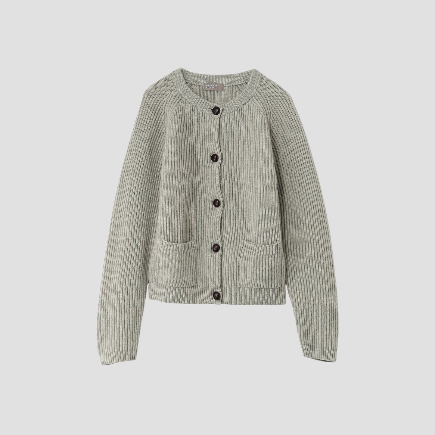 WOOL CAMEL RIB CARDIGAN KNIT