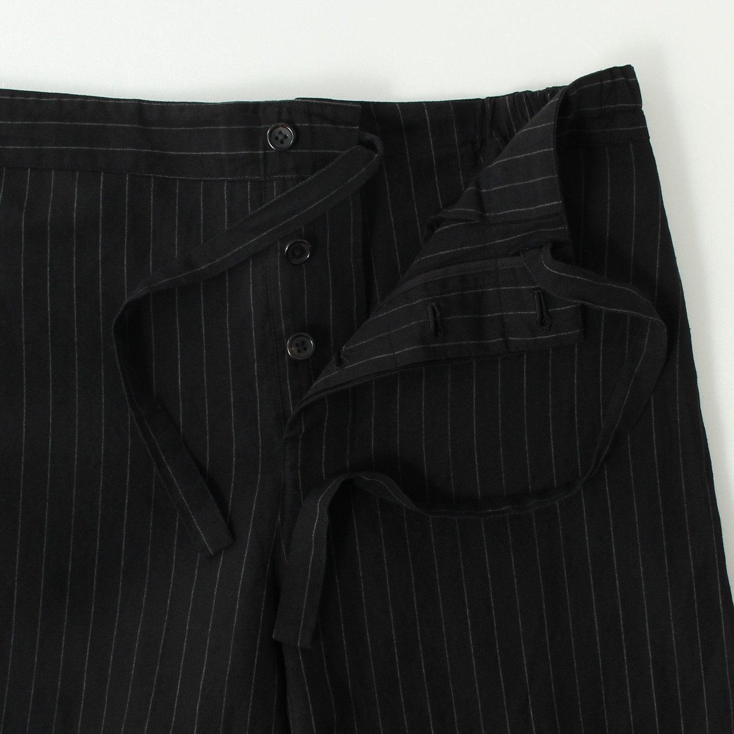 WOOL LINEN PINSTRIPE TROUSERS