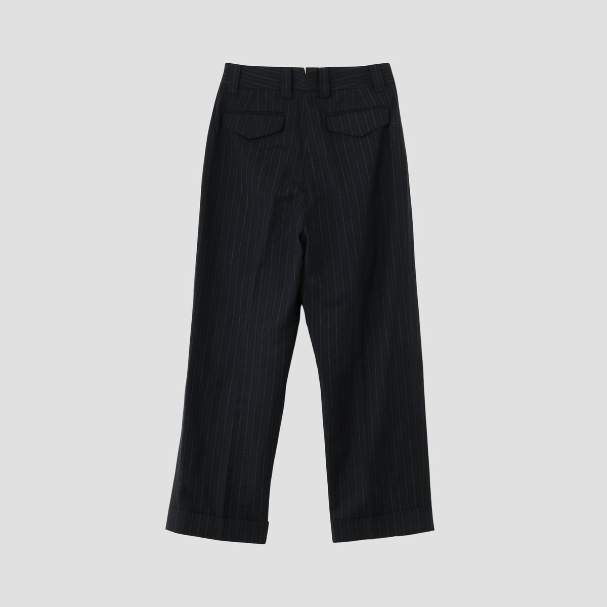 CHALK STRIPE LINEN WOOL TROUSERS
