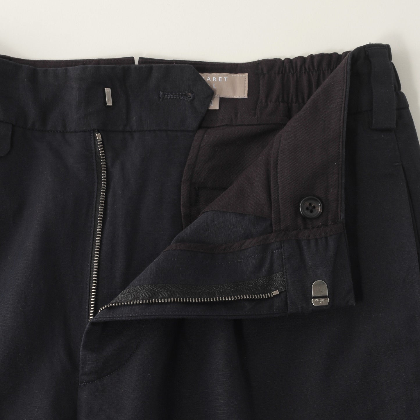 COTTON LINEN PLAIN WEAVE TROUSERS