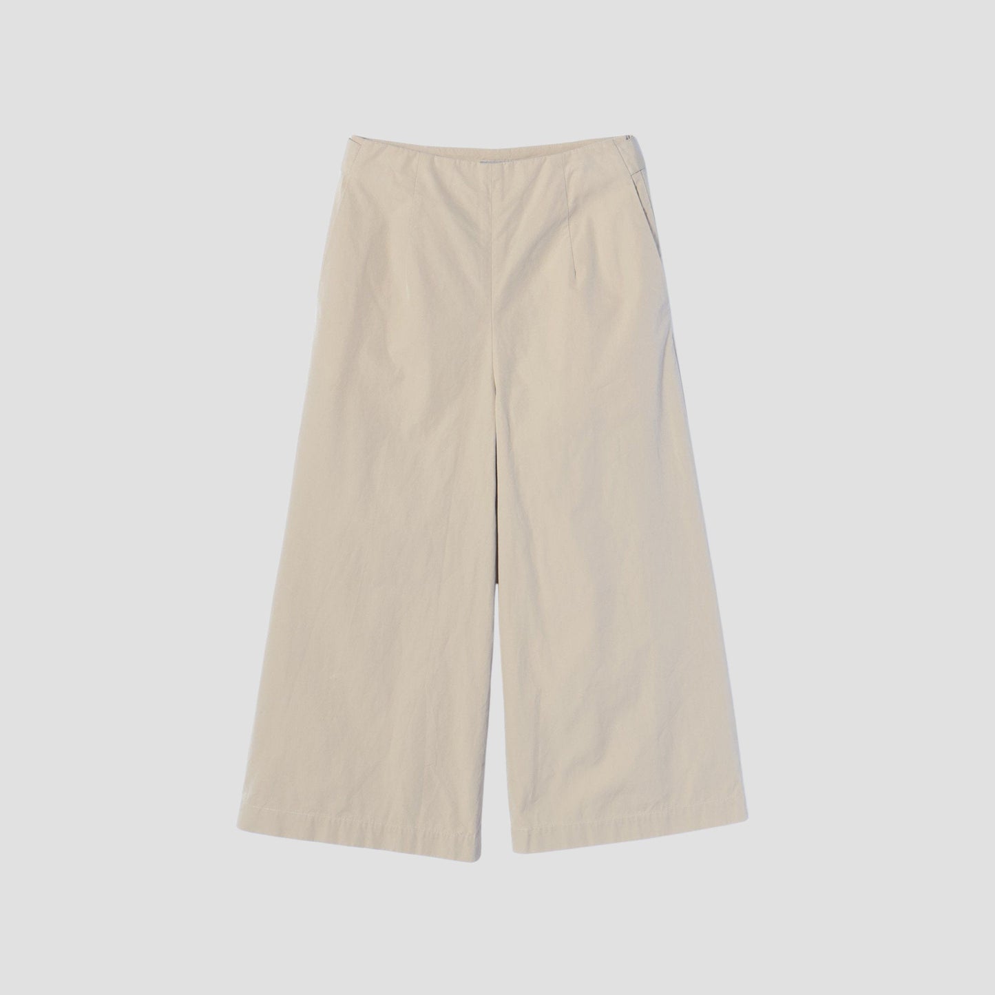 WASHED YARN DYE COTTON POPLIN TROUSERS