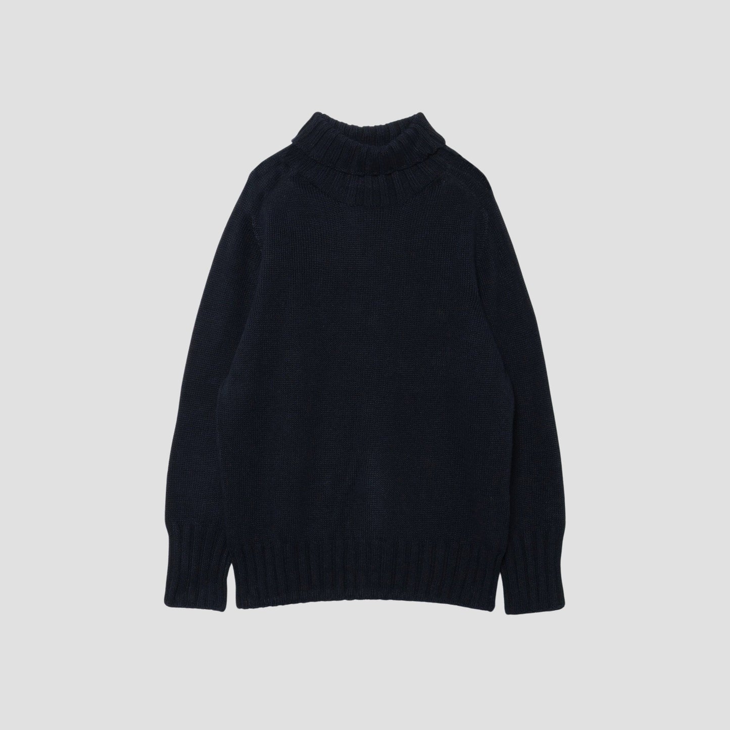 LINEN COTTON WIDE ROLL NECK KNIT