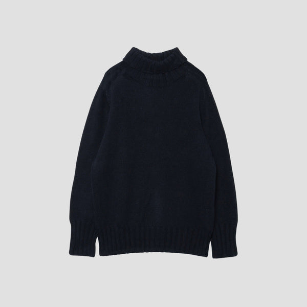 LINEN COTTON WIDE ROLL NECK KNIT