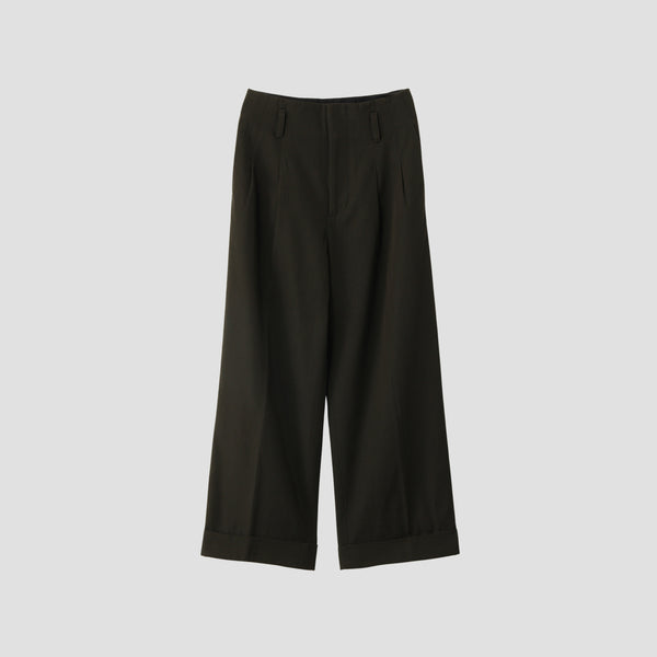 COMPACT COTTON WOOL TROUSERS
