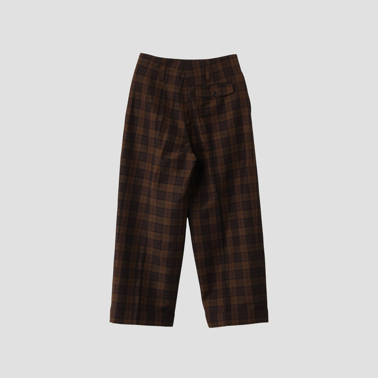 CHECK WOOL LINEN BLEND TROUSERS