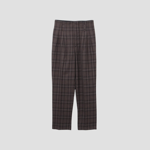 TONAL CHECK WOOL TROUSERS