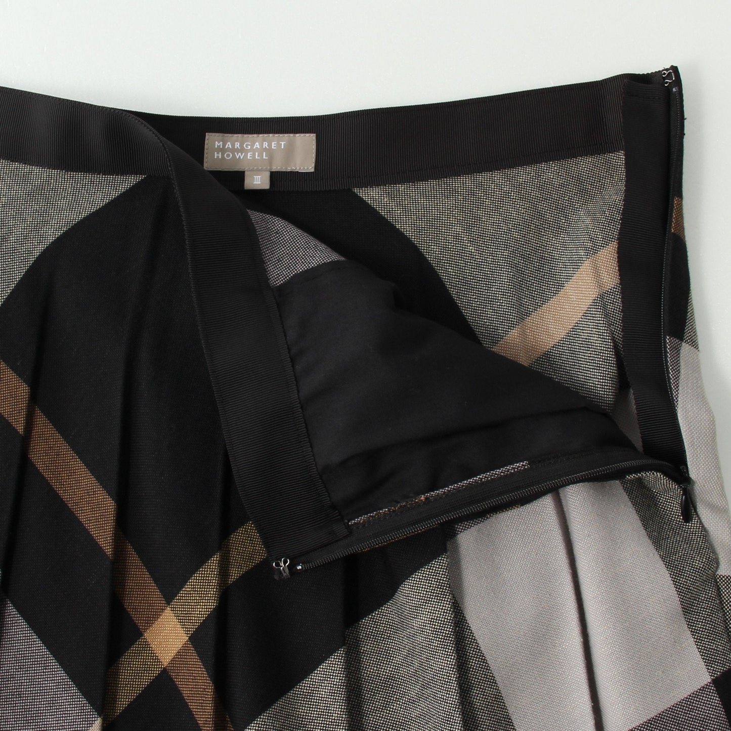 LARGE CHECK WOOL BLEND SKIRT