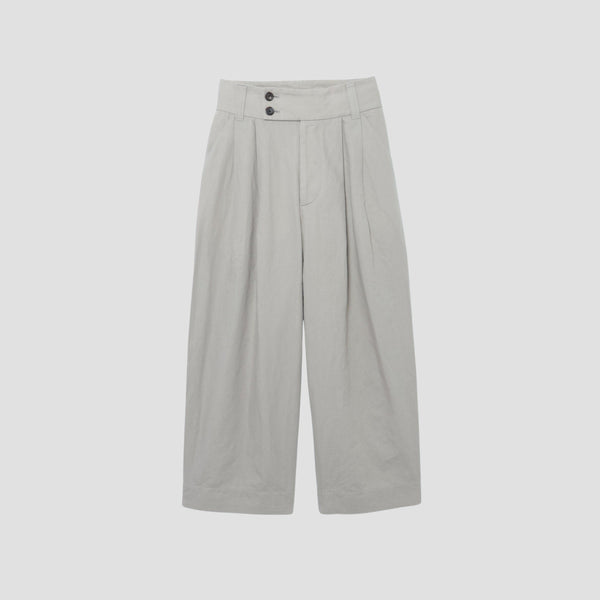 PLAIN WEAVE COTTON LINEN TROUSERS