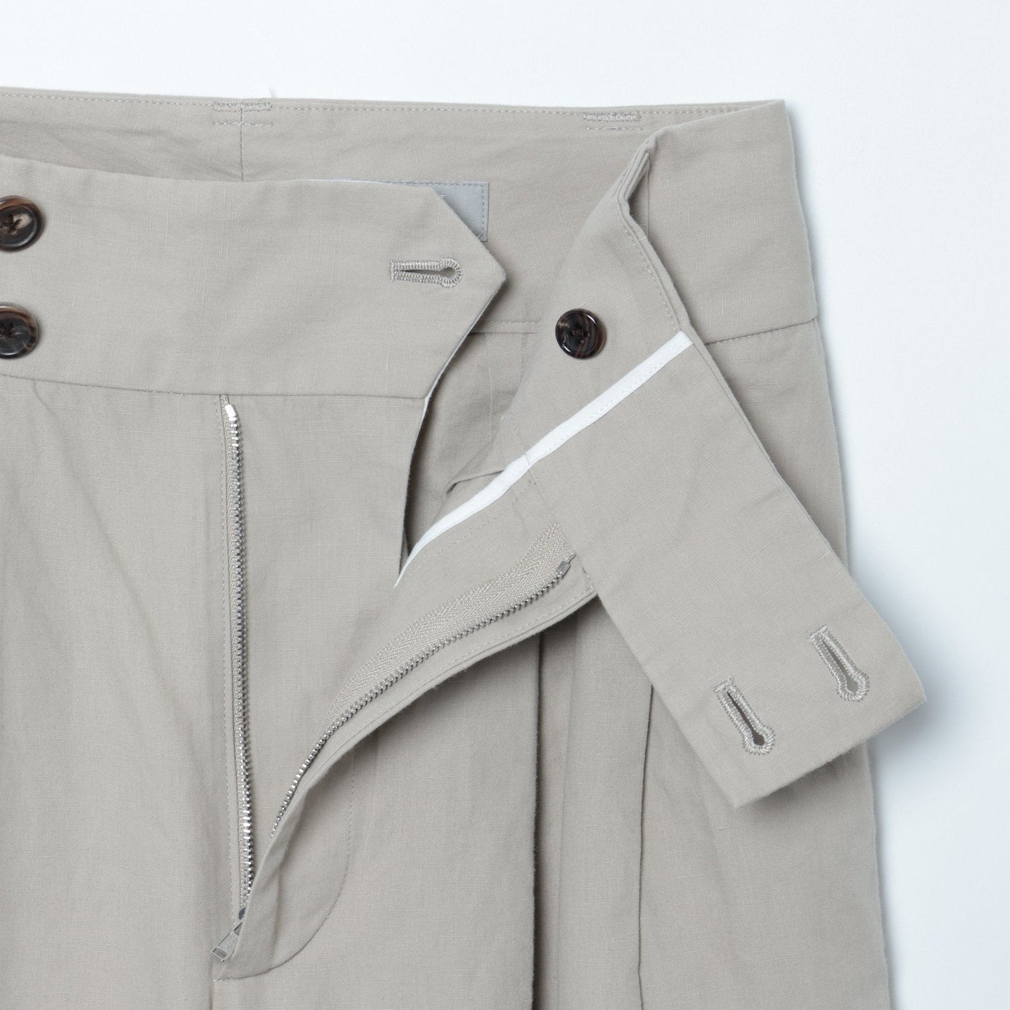 PLAIN WEAVE COTTON LINEN TROUSERS
