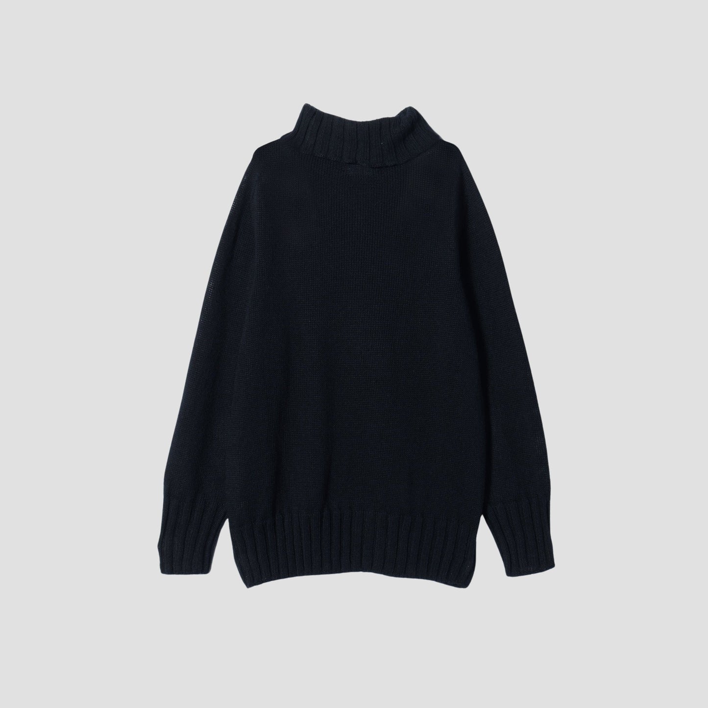 LINEN COTTON WIDE ROLL NECK KNIT