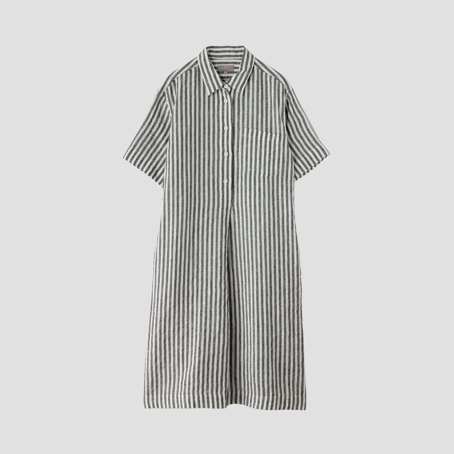 BLACK&WHITE SHIRTING LINEN DRESS