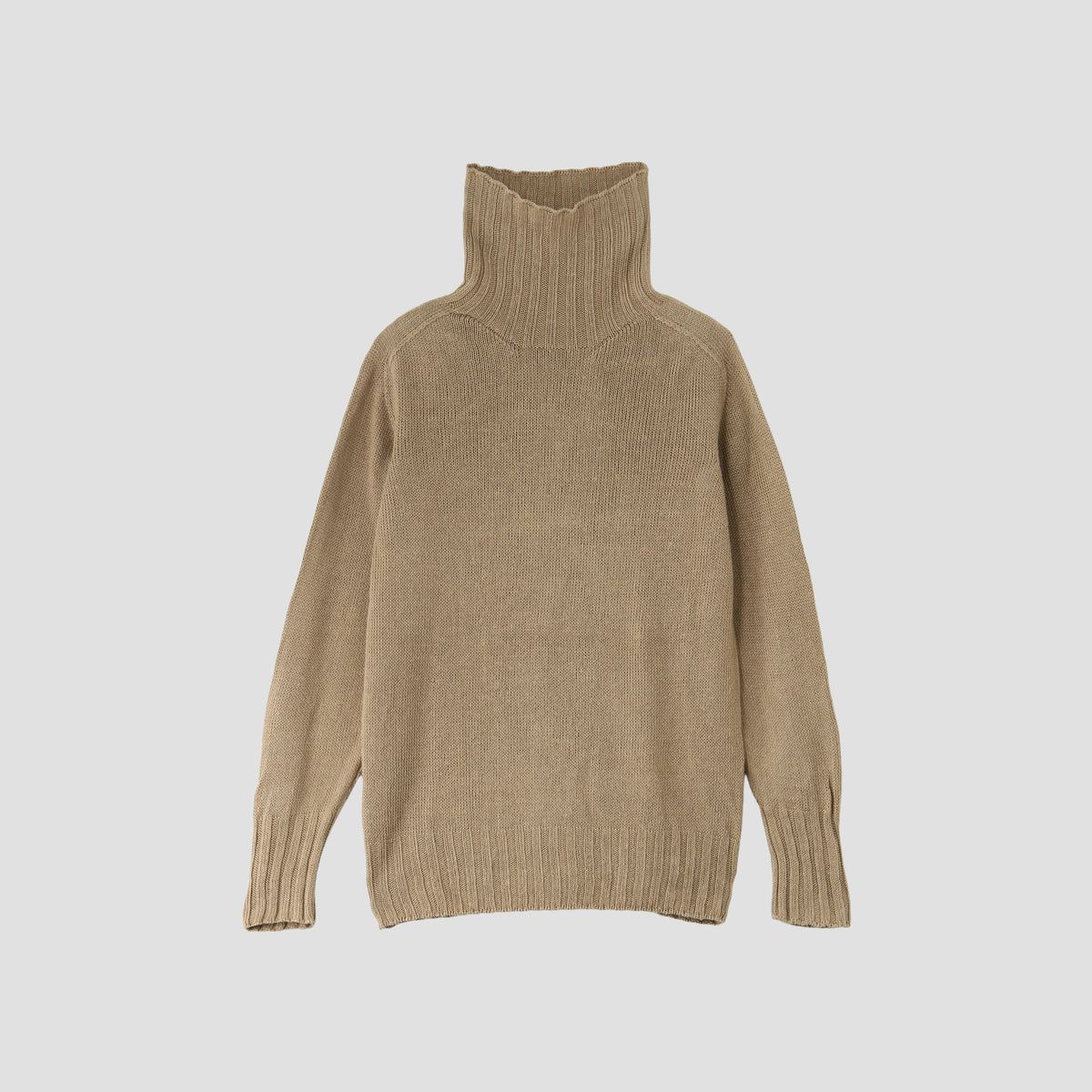LINEN COTTON WIDE ROLL NECK KNIT