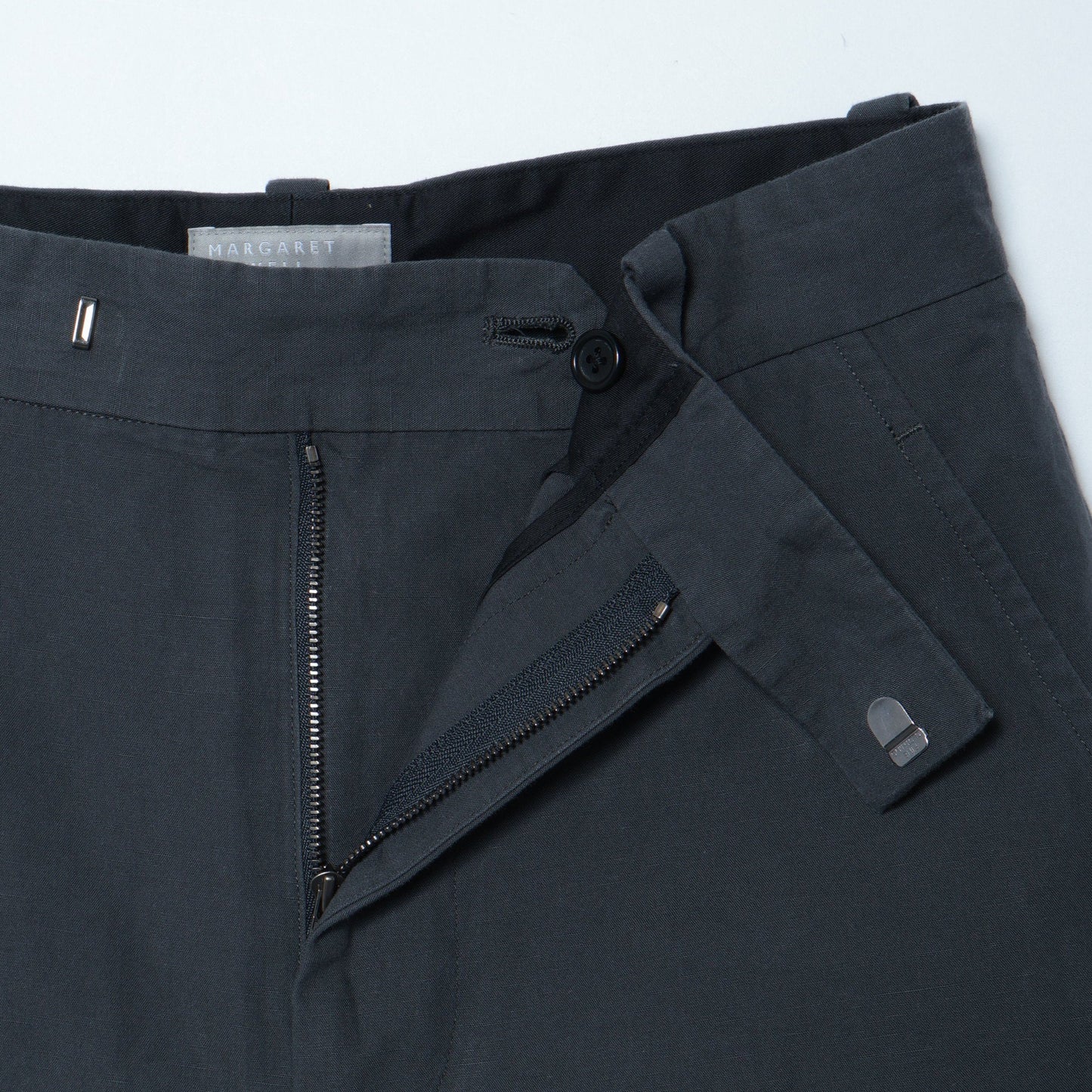 PLAIN WEAVE COTTON LINEN TROUSERS