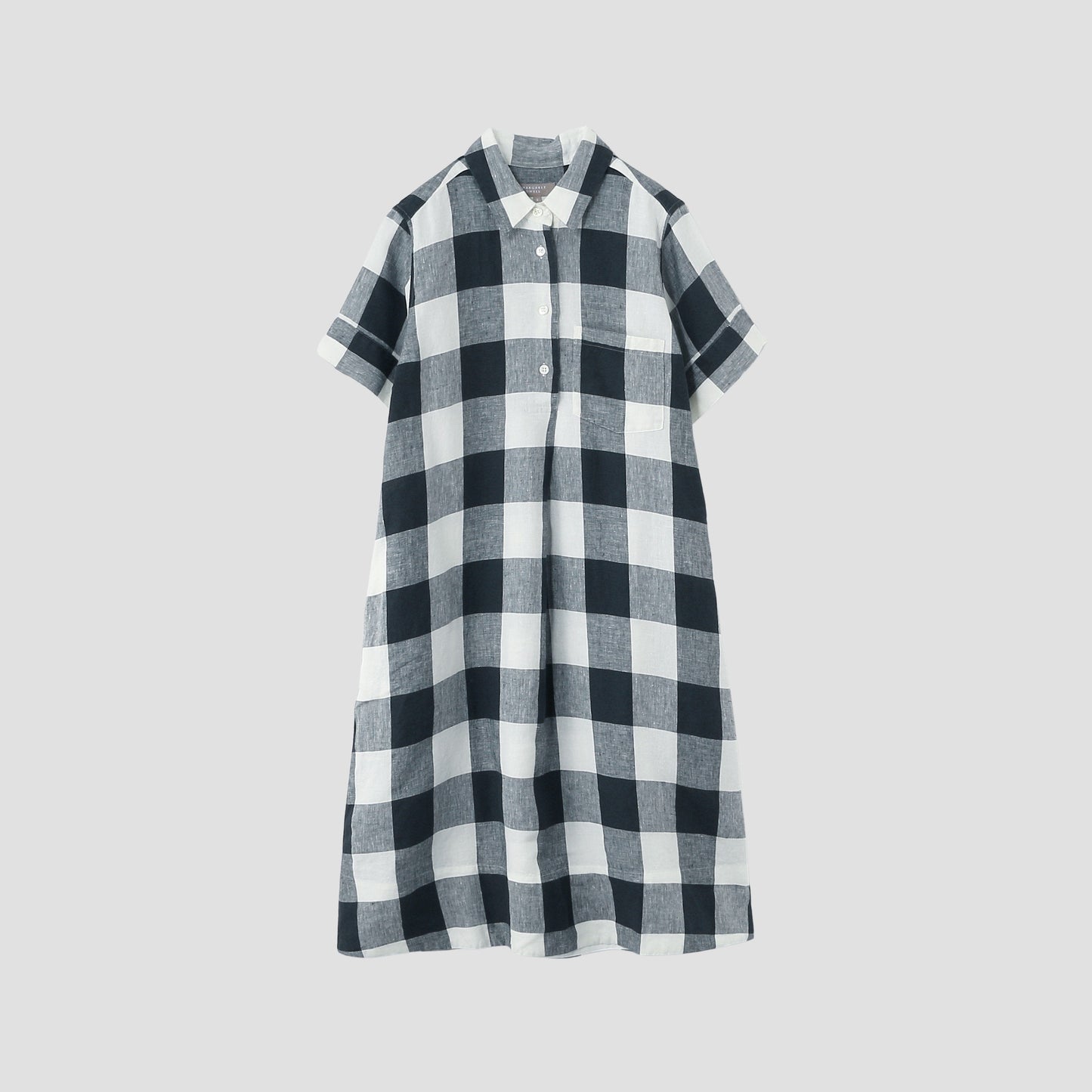 LARGE CHECK LINEN DRESS