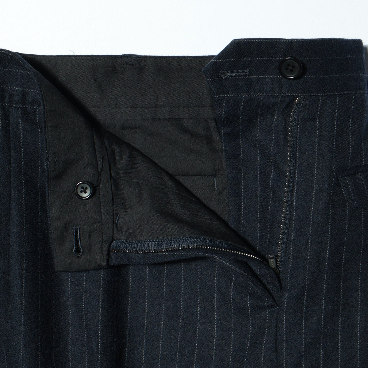 WORSTED WOOL PINSTRIPE TROUSERS