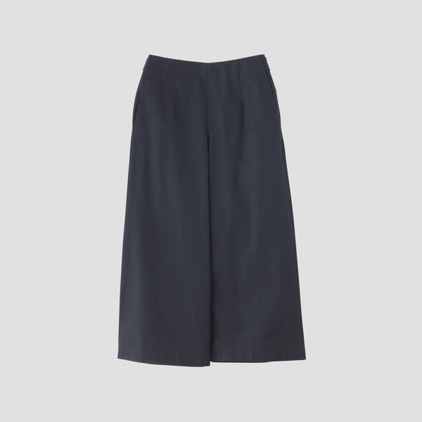 WASHED YARN DYE COTTON POPLIN TROUSERS