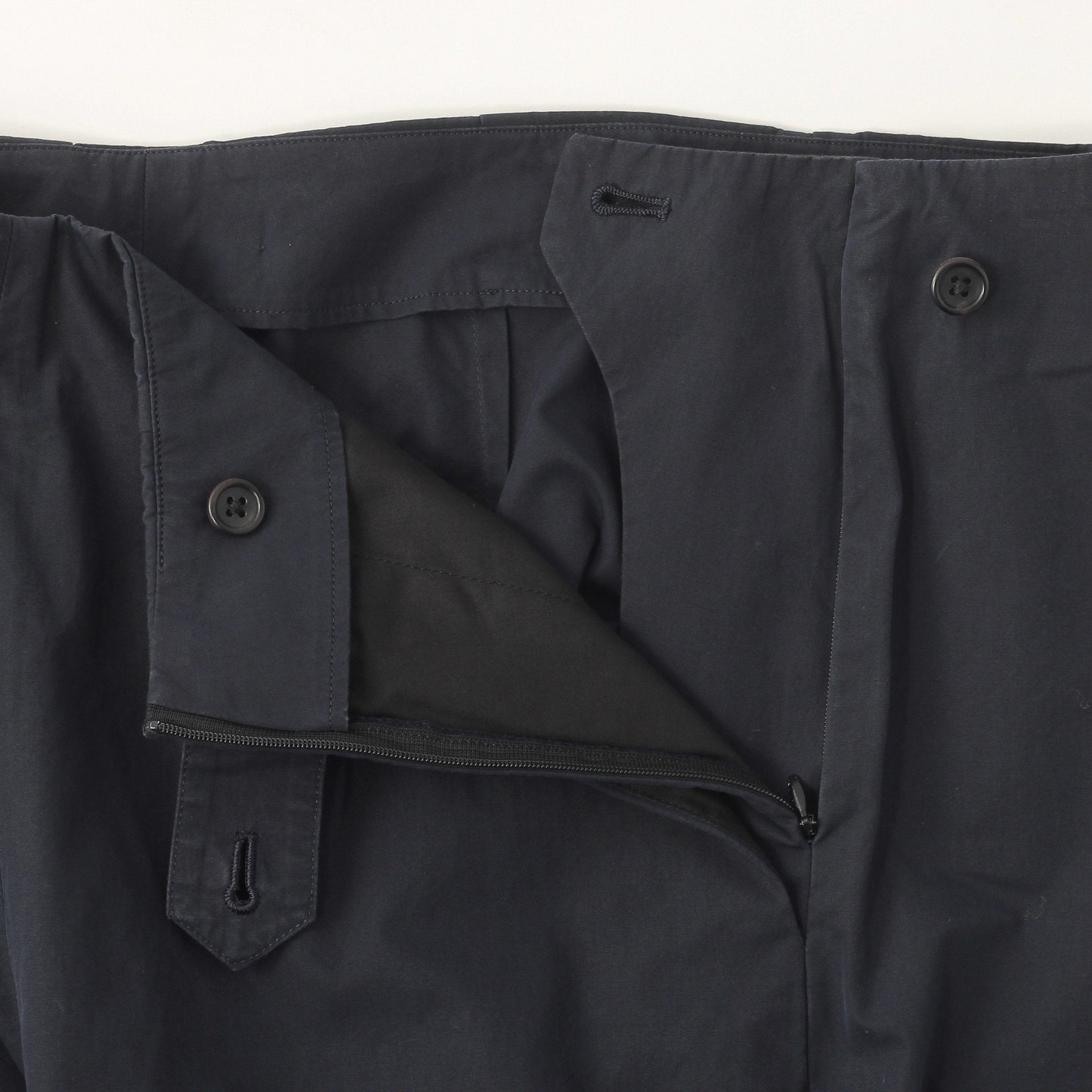 WASHED YARN DYE COTTON POPLIN TROUSERS