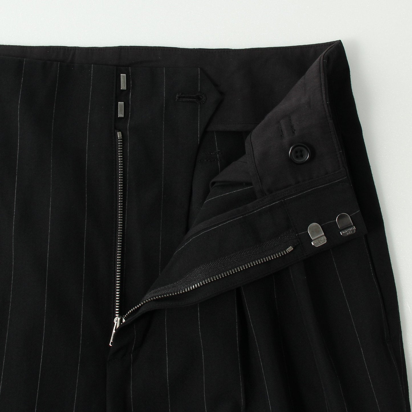 WIDE PINSTRIPE WOOL TROUSERS