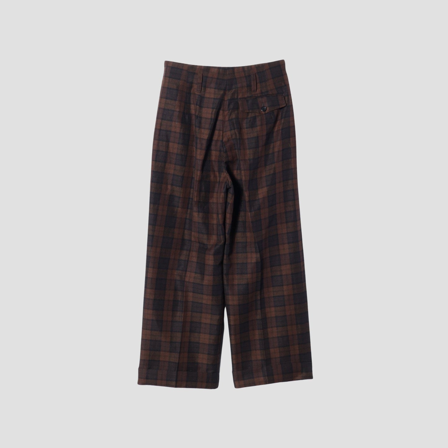 CHECK WOOL LINEN BLEND TROUSERS