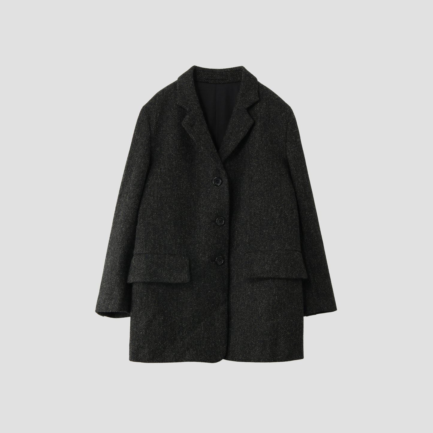 HERRINGBONE WOOL TWEED COAT