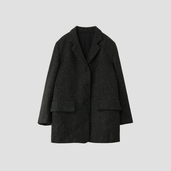 HERRINGBONE WOOL TWEED COAT