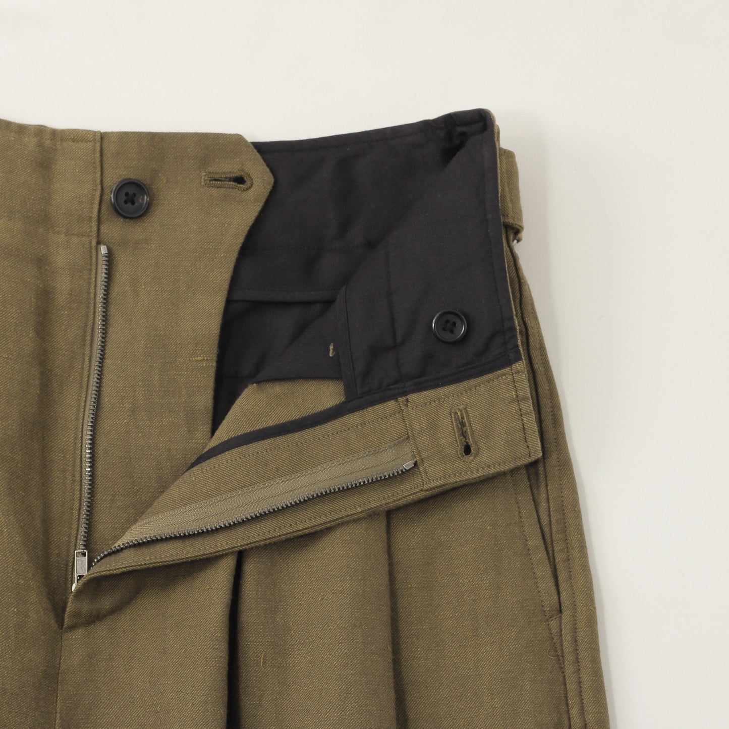 LINEN WOOL TWILL TROUSERS
