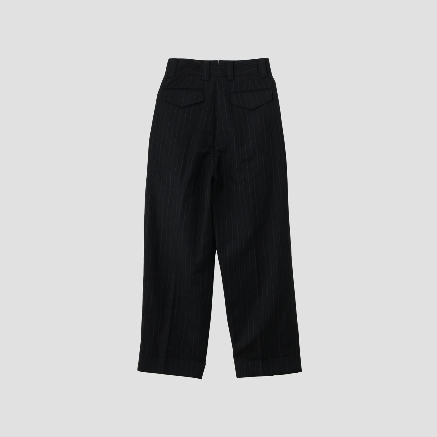 CHALK STRIPE LINEN WOOL TROUSERS
