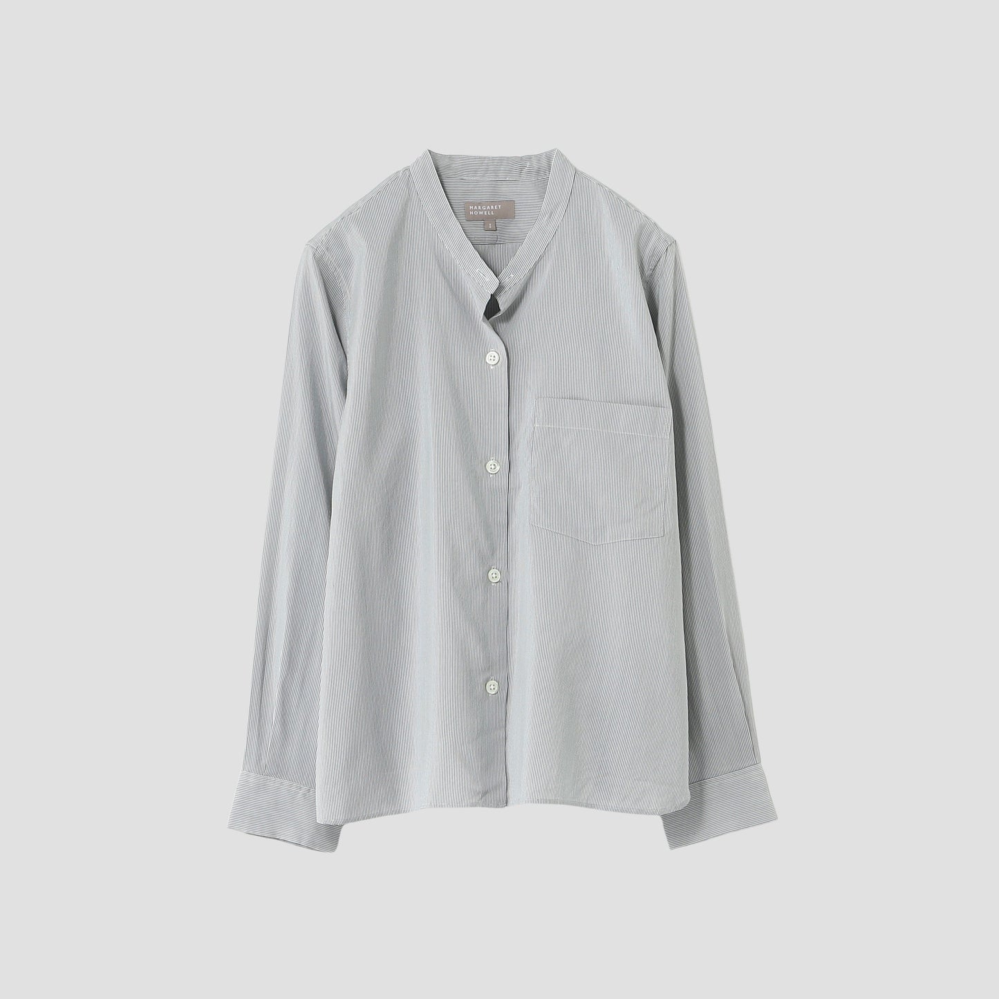 SILK COTTON NARROW STRIPE SHIRT